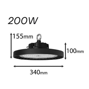 Faro LED Industriale UFO 200W 150W 100W Regolabile, 32000LM 160lm/W 4000K Neutro IP65 Dimmerabile 0-10V, Lampada LED High Bay Rotonda per Capannoni Magazzini 5 Anni Garanzia