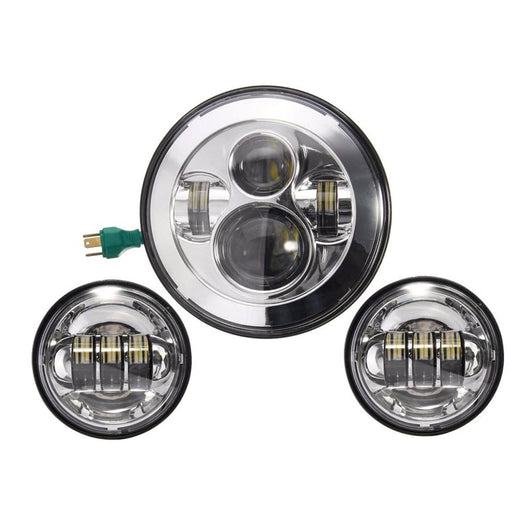Faro Led 7 Pollici 40W Headlight Proiettore + 2 Luci Led 4,5 Pollici 30W Fendinebbia Compreso Staffa di Fissaggio Per Moto Harley Davidson