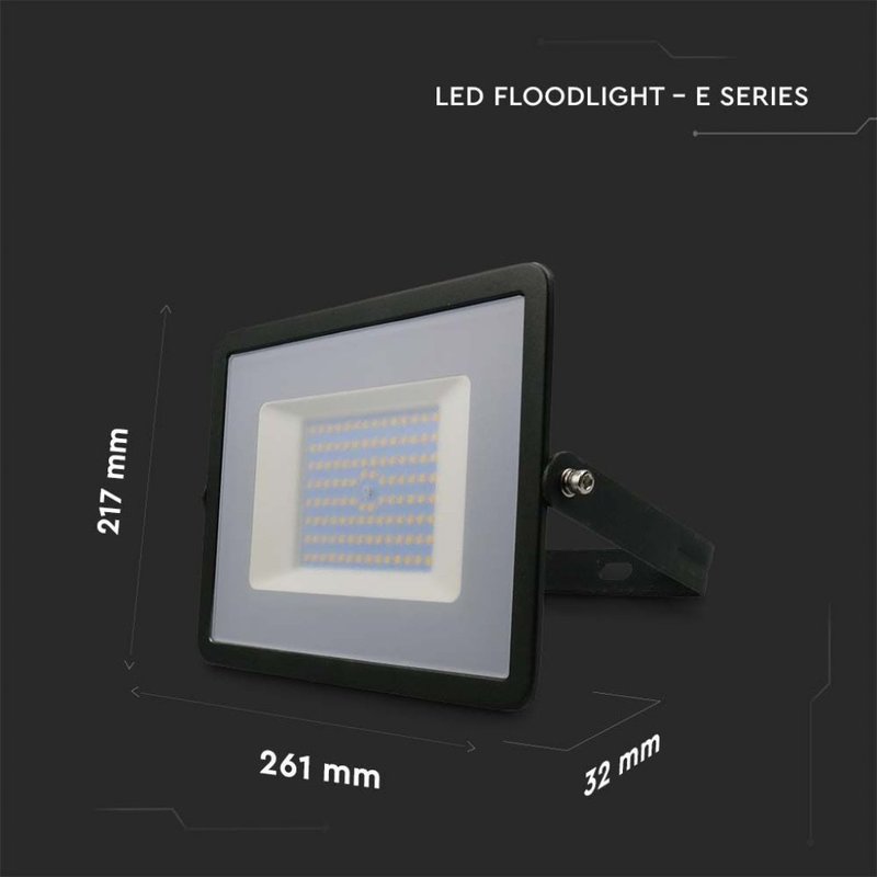 Faro Led Flood Light 100W 8700lm IP65 Slim 261X217X32mm Carcassa Nera Luce 4000K SKU-215965