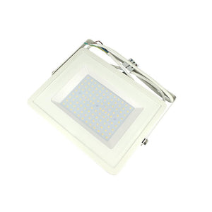 Faro Led Flood Light 100W IP65 Bianco Caldo 3000K Super Slim 30mm Carcassa Bianca Samsung Garanzia 5 Anni SKU-21415