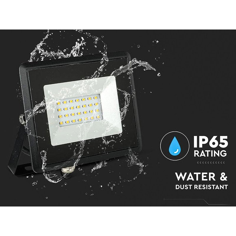 Faro Led Flood Light 20W Carcassa Nera IP65 Caldo 3000K Super Slim SKU-215946