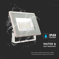Faro Led Flood Light 30W 2510lm IP65 Slim 150x122x27mm Carcassa Bianca Luce 6400K SKU-6748