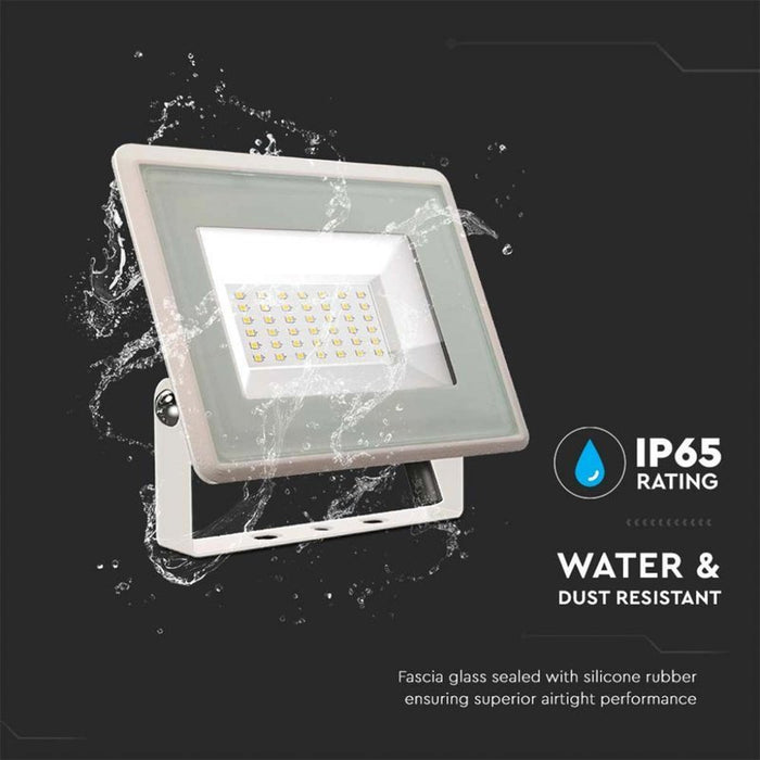 Faro Led Flood Light 30W 2510lm IP65 Slim 150x122x27mm Carcassa Bianca Luce 6400K SKU-6748
