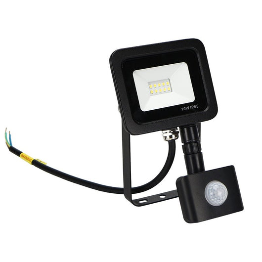 Faro Led Flood Light Slim 10W IP65 Bianco Neutro Carcassa Nera Sensore PIR Opzionale CL1918
