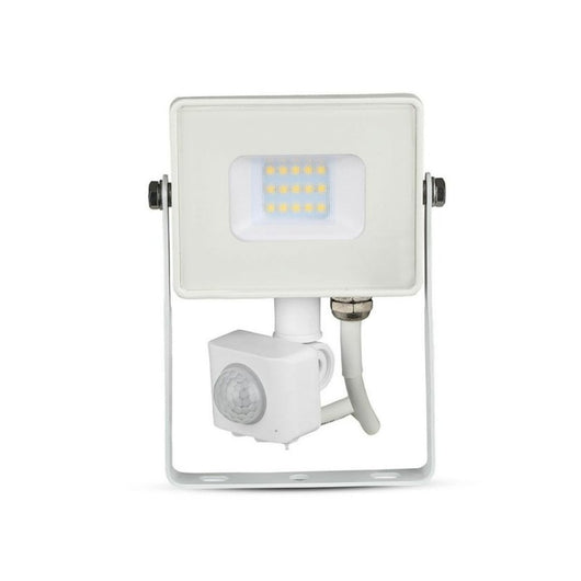 Faro Led Flood Light Slim 10W IP65 Neutro 4000K Carcassa Bianca con Sensore PIR di Movimento e Crepuscolare Chip Samsung SKU-434