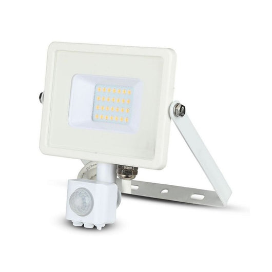 Faro Led Flood Light Slim 20W IP65 Neutro 4000K Carcassa Bianca con Sensore PIR di Movimento e Crepuscolare Chip Samsung SKU-449