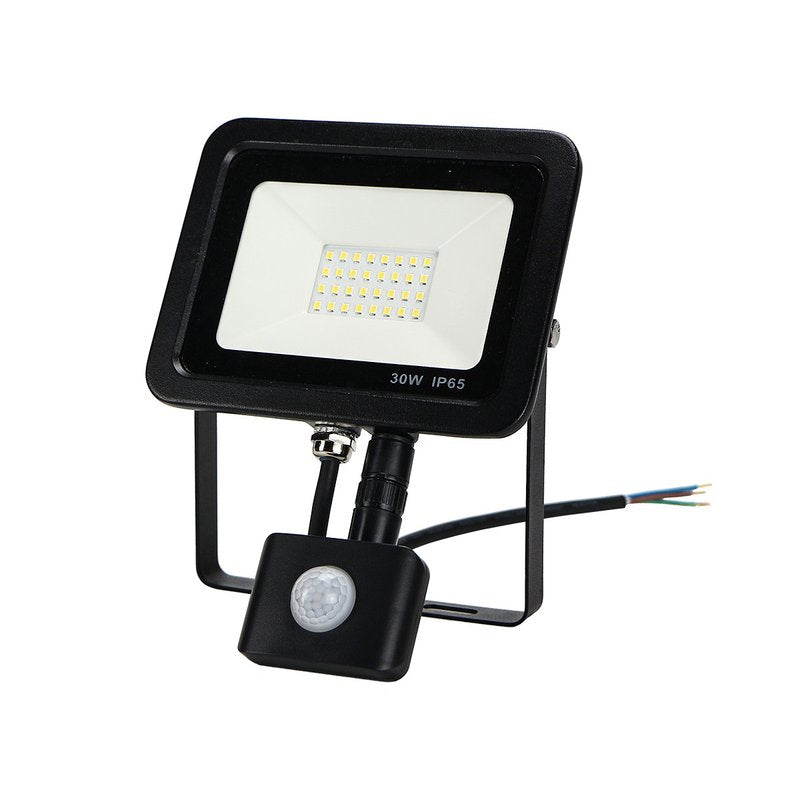 Faro Led Flood Light Slim 30W IP65 Bianco Neutro Carcassa Nera Sensore PIR Opzionale CL1918