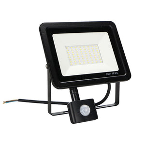 Faro Led Flood Light Slim 50W IP65 Bianco Neutro Carcassa Nera Sensore PIR Opzionale CL1918