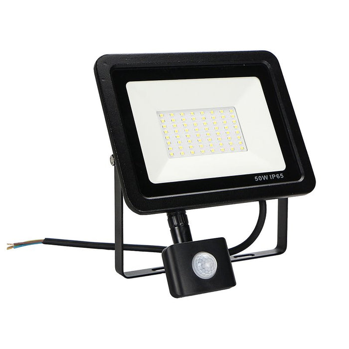Faro Led Flood Light Slim 50W IP65 Bianco Neutro Carcassa Nera Sensore PIR Opzionale CL1918
