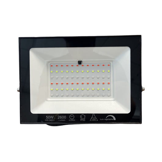 Faro Led Flood Slim RGB Con Telecomando 50W 2600 Lumen RGB AC 220V 50Hz Nero IP65