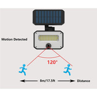 Faro Led Solare 10W 935LM IP65 4000K Montaggio Da Parete O A Terra Con Picchetto Con Sensore Movimento e Telecomando 4 Modalità