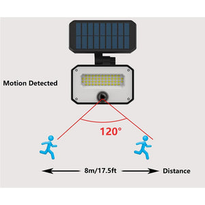 Faro Led Solare 10W 935LM IP65 4000K Montaggio Da Parete O A Terra Con Picchetto Con Sensore Movimento e Telecomando 4 Modalità