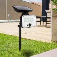 Faro Led Solare 10W 935LM IP65 4000K Montaggio Da Parete O A Terra Con Picchetto Con Sensore Movimento e Telecomando 4 Modalità