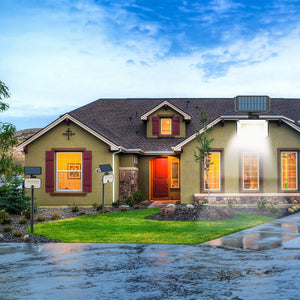 Faro Led Solare 10W 935LM IP65 4000K Montaggio Da Parete O A Terra Con Picchetto Con Sensore Movimento e Telecomando 4 Modalità