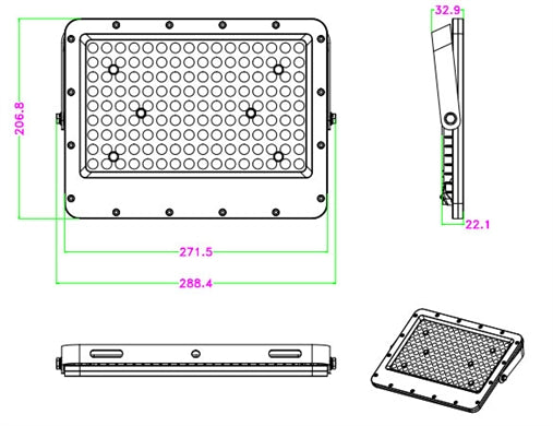 Faro Proiettore Faretto Solare Led 100w con Telecomadndo Pannello NYD-LED-FL-100W