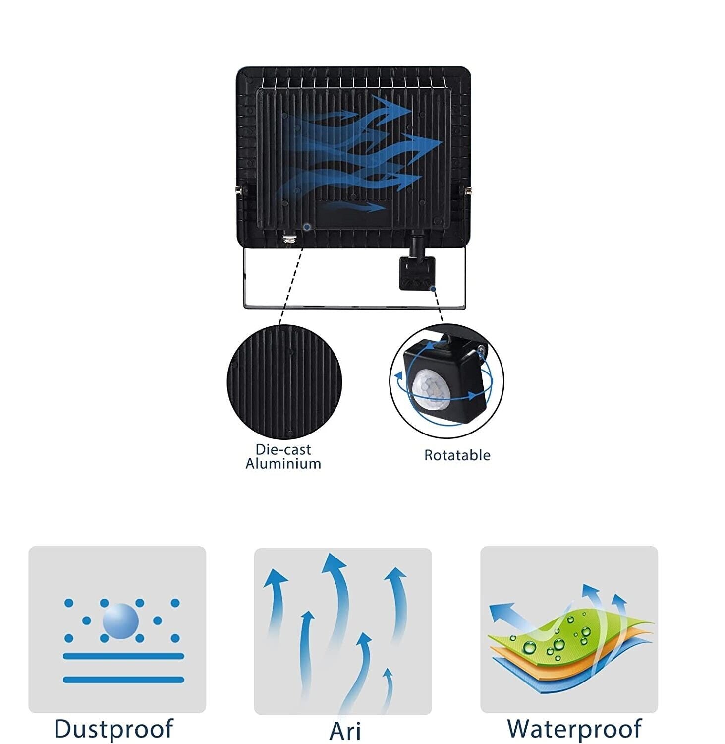 Faro a LED da esterno con sensore crepuscolare 200W luce fredda con staffa G6200