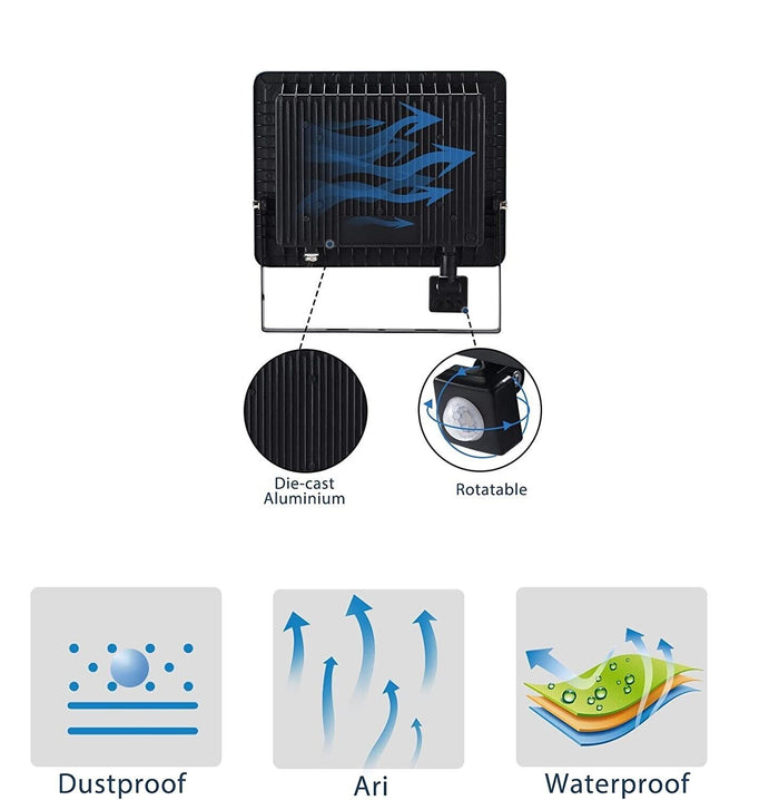 Faro a LED da esterno con sensore crepuscolare 200W luce fredda con staffa G6200