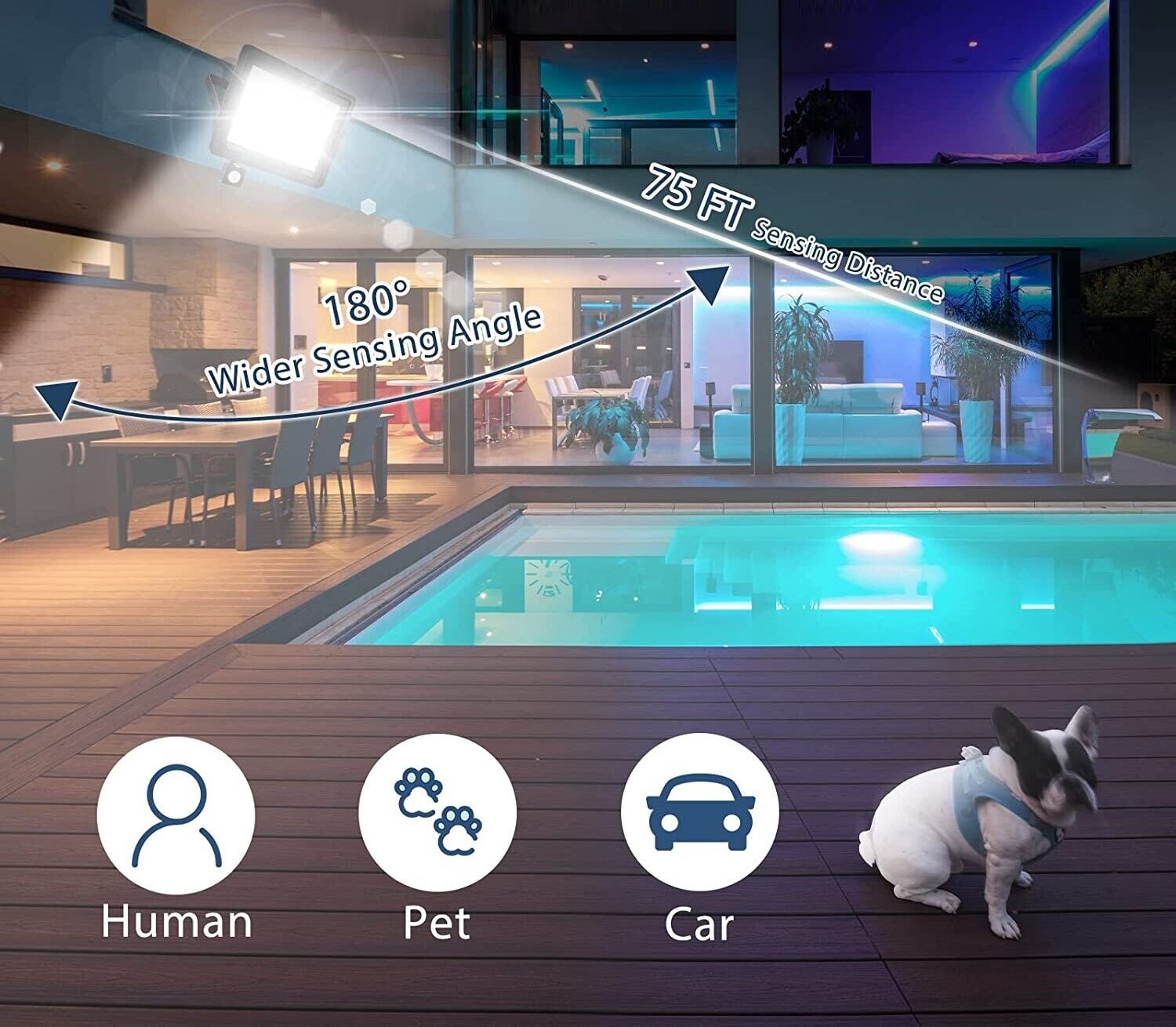 Faro a LED da esterno con sensore crepuscolare 200W luce fredda con staffa G6200