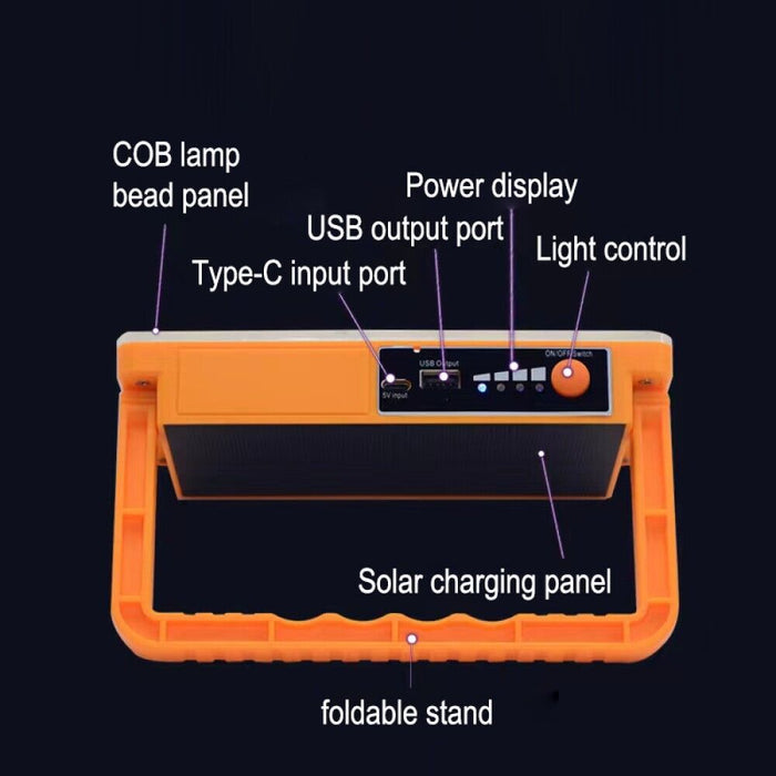 Faro faretto LED con pannello solare ricaricabile torcia da campeggio TA158