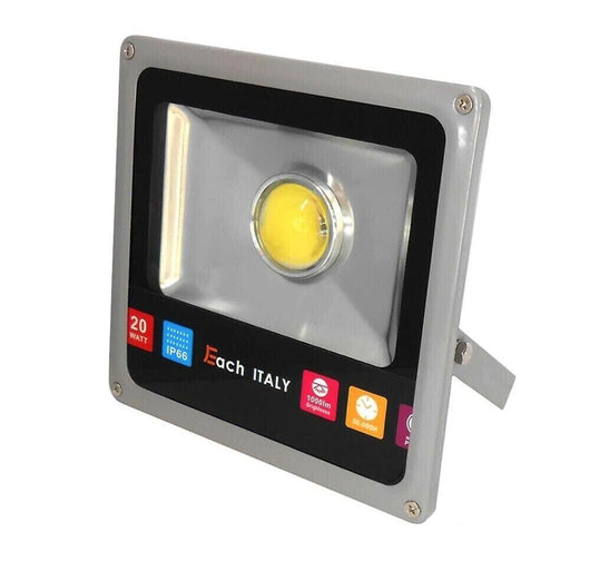 Faro faretto led da esterno proiettore 20W con staffa luce bianca 6000K IP65