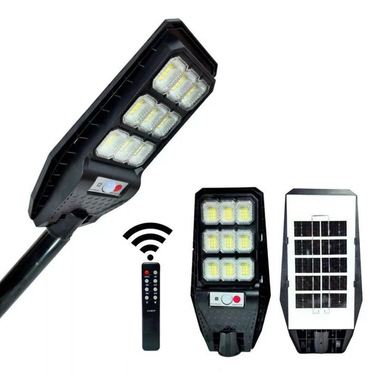 Faro lampione stradale pannello solare con sensore telecomando 108 led 100W 525