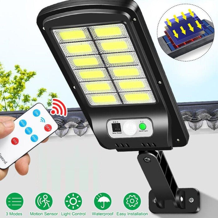 Faro lampione stradale pannello solare fotovoltaico sensore 120 LED COB 40W HHS