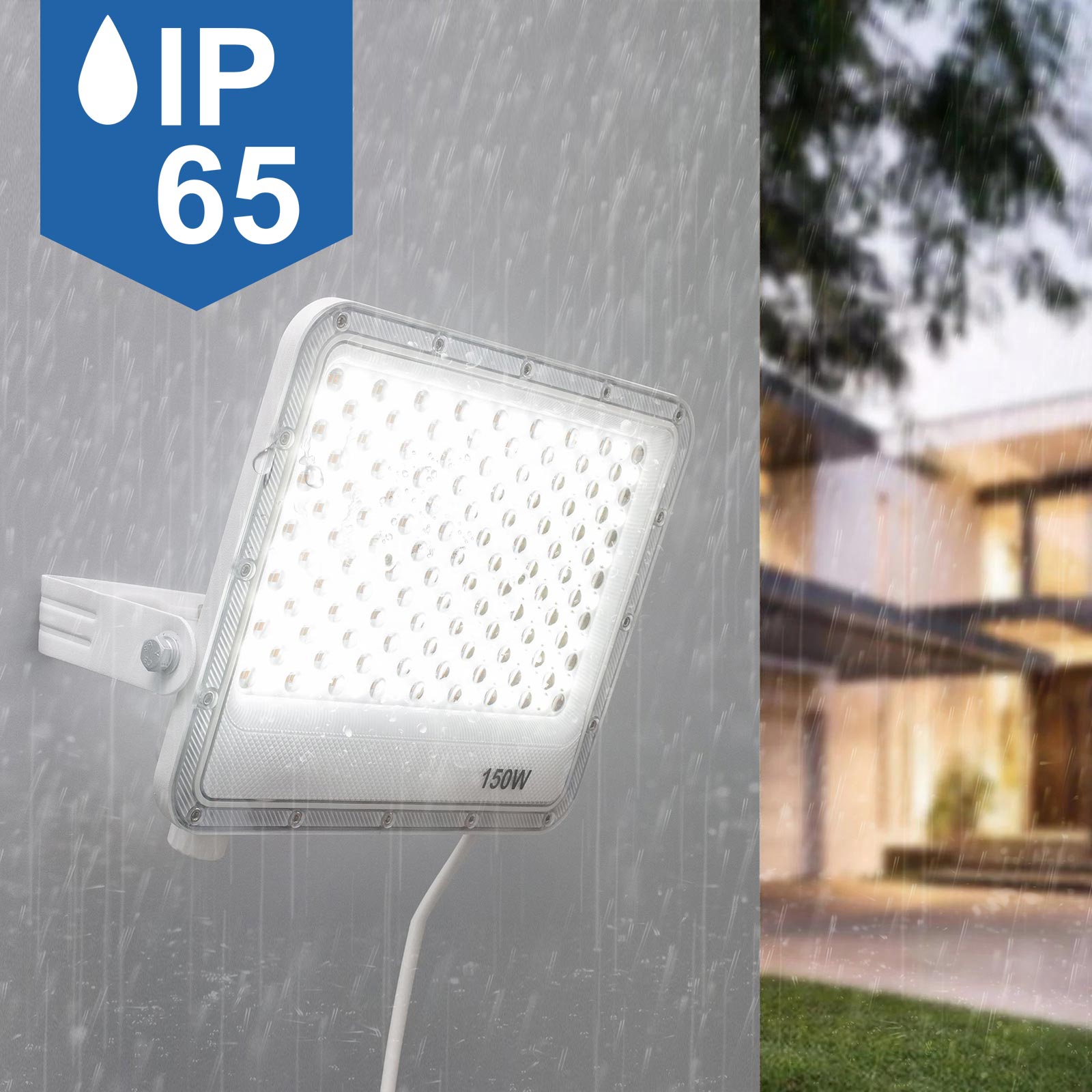 Faro slim per esterno LED IP65 con interruttore CCT da 3000K a 6500K faretto bianco staffa luce giardino insegna tabella 150W