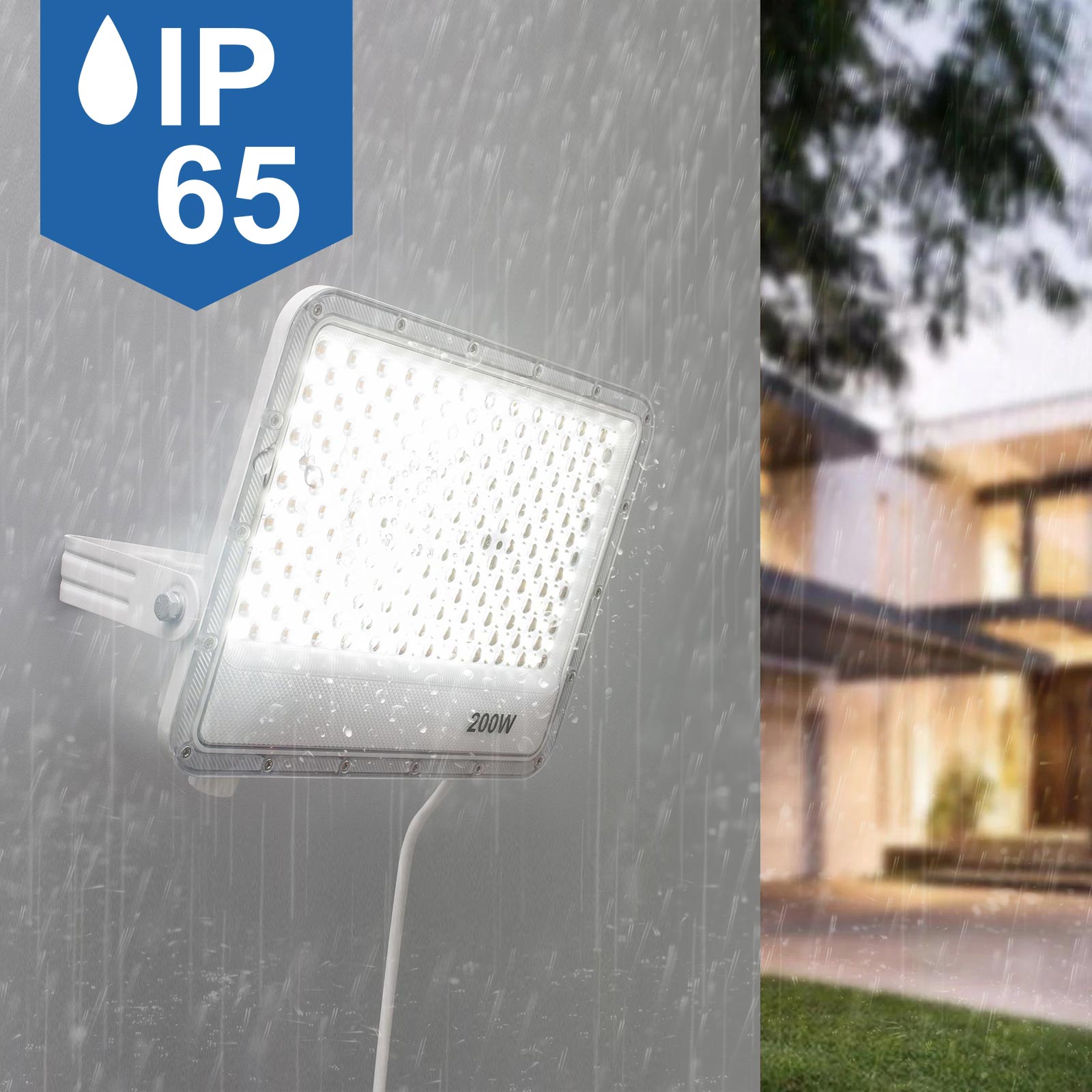 Faro slim per esterno LED IP65 con interruttore CCT da 3000K a 6500K faretto bianco staffa luce giardino insegna tabella 200W