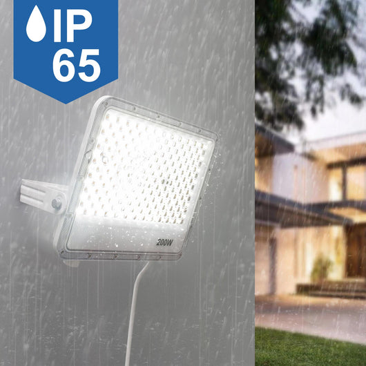 Faro slim per esterno LED IP65 con interruttore CCT da 3000K a 6500K faretto bianco staffa luce giardino insegna tabella 200W