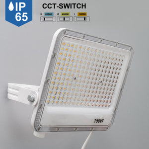 Faro slim per esterno LED IP65 con interruttore CCT da 3000K a 6500K faretto bianco staffa luce giardino insegna tabella 150W
