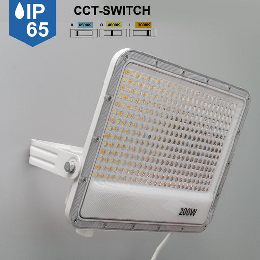 Faro slim per esterno LED IP65 con interruttore CCT da 3000K a 6500K faretto bianco staffa luce giardino insegna tabella 200W
