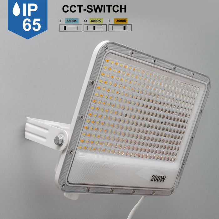 Faro slim per esterno LED IP65 con interruttore CCT da 3000K a 6500K faretto bianco staffa luce giardino insegna tabella 200W