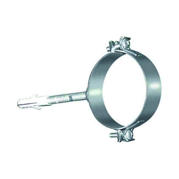 Fascetta murale con collare e tassello acciaio INOX lucido DN 120 canna fumaria, tubo acciaio inox 316