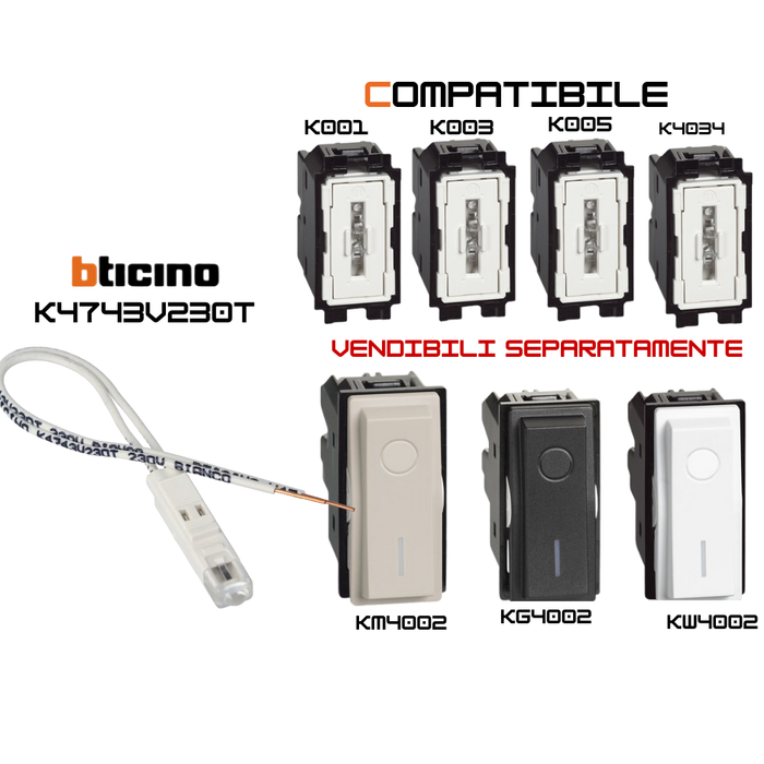 Bticino living now k4743v230t led bianco 230v alta luminosità segnalazione diurna