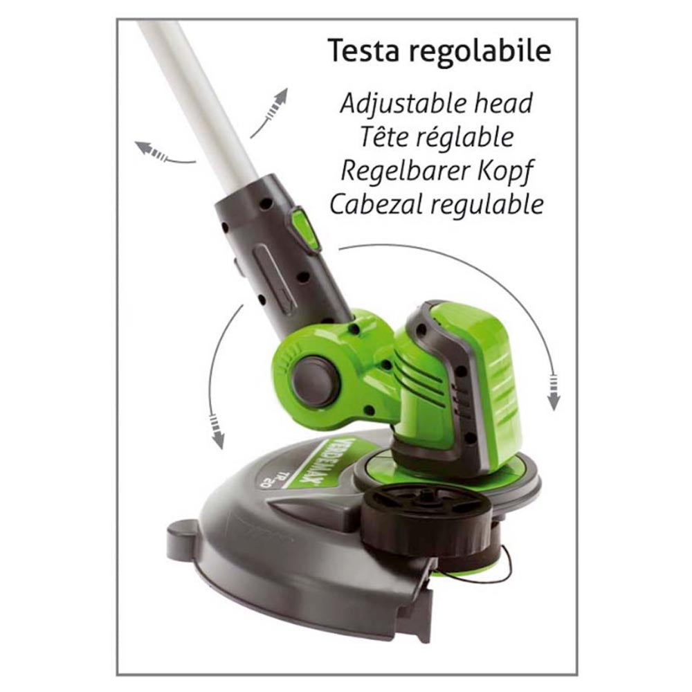 Decespugliatore tagliabordi trimmer a batteria da giardino 20v 2ah verdemax tr20