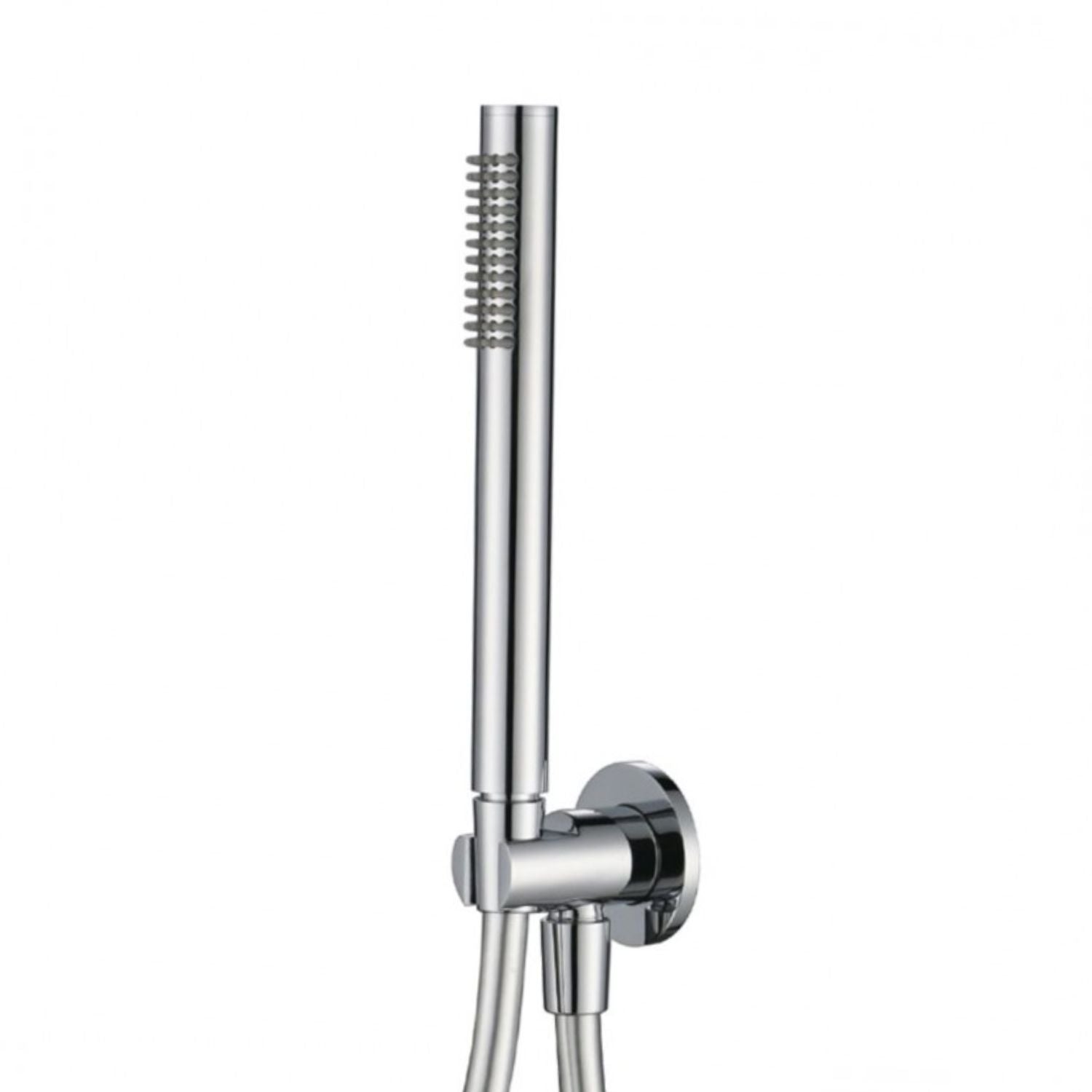 Kit set doccia ottone cromato completo di supporto presa acqua con flessibile e doccetta tondo *** confezione 1