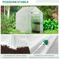 Serra a Casetta con Rivestimento in PE, Porta a Cerniera e 4 Ripiani, 186x120x190cm, Bianco