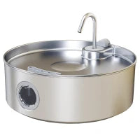 Fontanella per Gatto 7L con Luce LED e Tripla Filtrazione, in Acciaio Inox 304, 30.5x31.2x19.3 cm, Argento