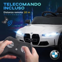 Macchina Elettrica per Bambini a Licenza BMW M4 con Telecomando, Clacson e Fari, 108x69.5x51 cm, Bianca