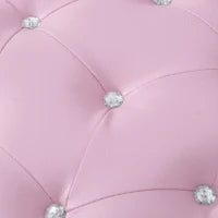 Set Poltrona per Bambini con Poggiapiedi e Bottoni Brillanti, Struttura in Legno con Imbottitura, Rivestimento PVC Rosa