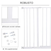 Cancellino per Cani di Sicurezza Estensibile da 76-107cm Montaggio a Pressione, Metallo e Plastica, Bianco