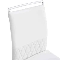 Set di 2 Sedie moderne per sala da pranzo, con schienale alto, in PU e tessuto, per Cucina e ufficio, Bianco