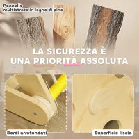 Gioco Arrampicata Bambini con Triangolo Montessori 5 in 1 con Corda, Scivolo e Sacchi, in Legno, 119x63x61 cm