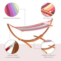 Amaca da Giardino con Supporto, Max 120kg, Legno, 320x118x120 cm