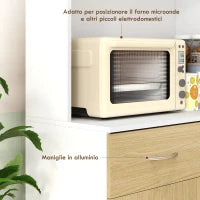 Credenza Cucina con Armadietti a 2 Ante e Cassetto, 80x40x180cm, Colore Legno