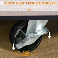 Carrello da Cucina Multiuso Moderno con Ruote Cassetto Anta in Legno Rovere, 76,5x40x82cm
