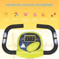 Cyclette Pieghevole da Fitness in Acciaio, Cyclette Magnetica Pieghevole da Casa con Altezza Regolabile, Resistenza Magnetica a 8 Livelli, Schermo LCD, 43x97x109cm, Giallo