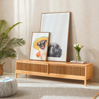 Mobile Porta TV Videbæk in Bambù con 2 Ante Scorrevoli 160 x 40 x 38 cm [en.casa]