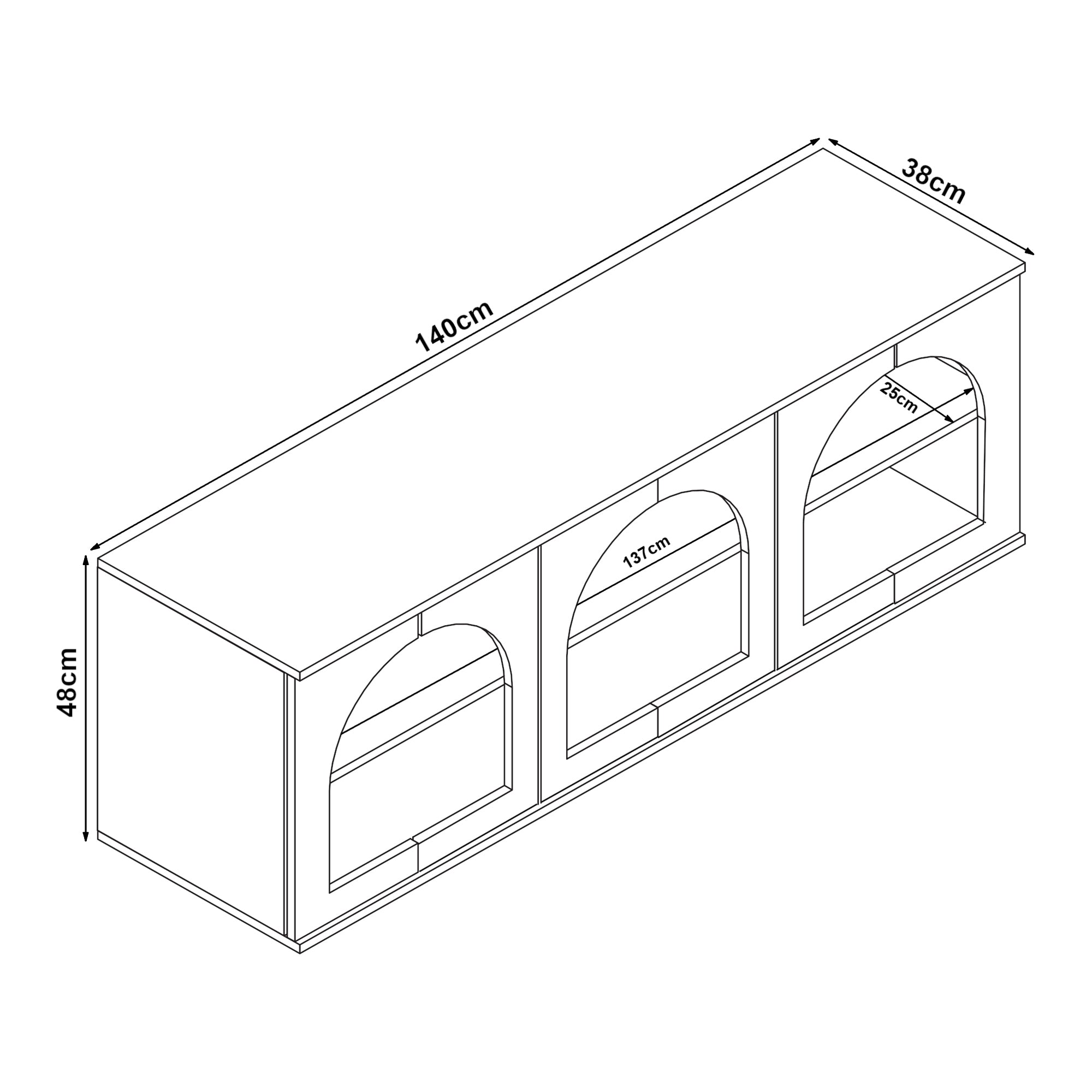 Mobile Porta TV Trorhun con Ripiano 140 x 38 x 48 cm - Bianco [en.casa]
