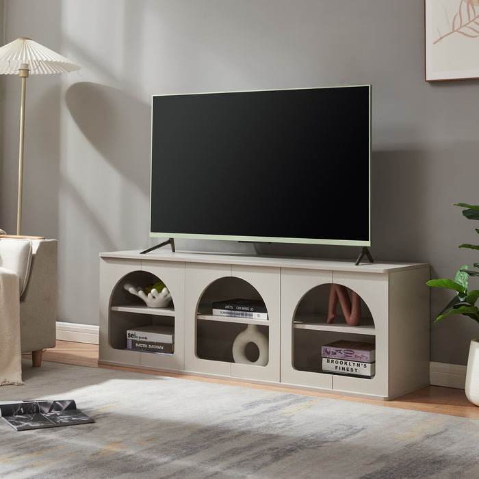 Mobile Porta TV Trorhun con Ripiano 140 x 38 x 48 cm - Grigio [en.casa]
